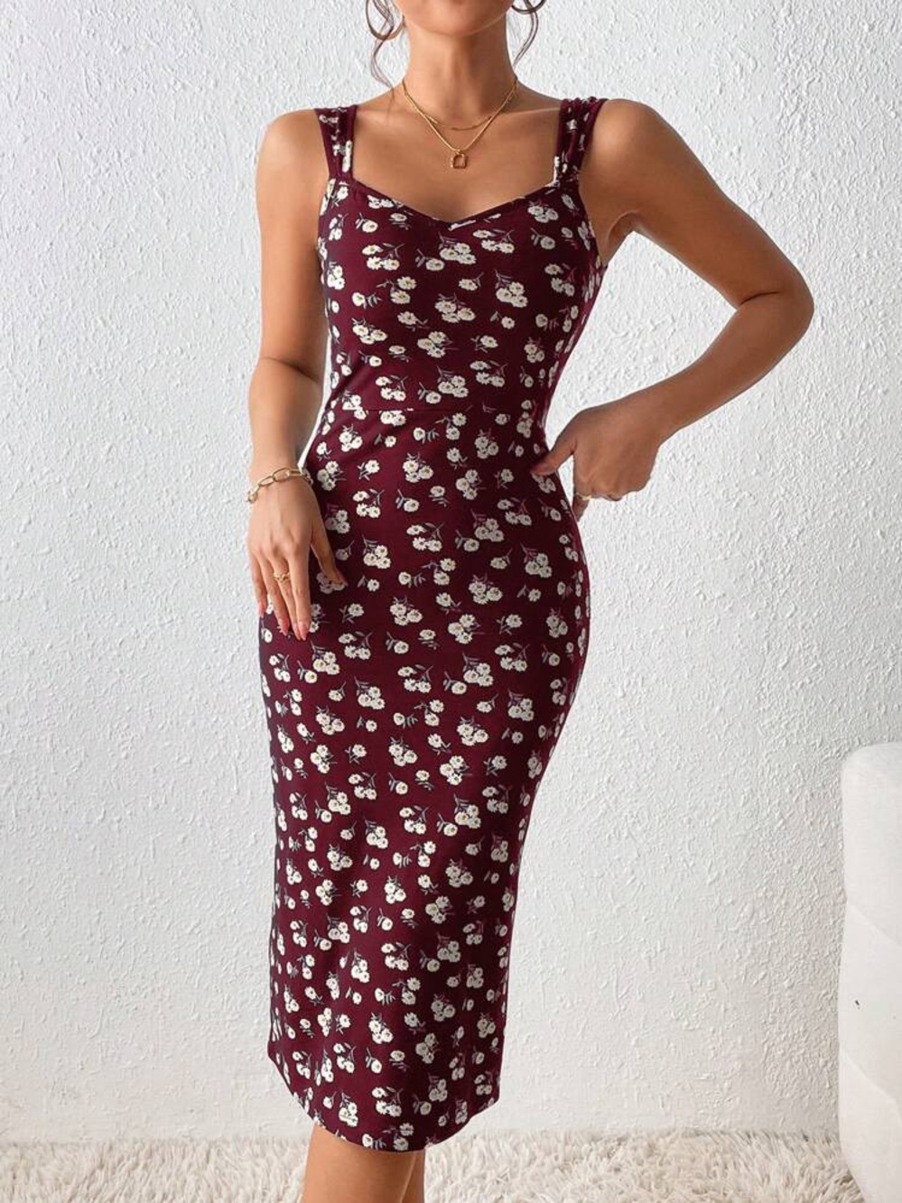 🆕 Floral Midi Dress in Burgundy - Sleeveless Summer Dress!!! Plus Size 3X NEW!!!